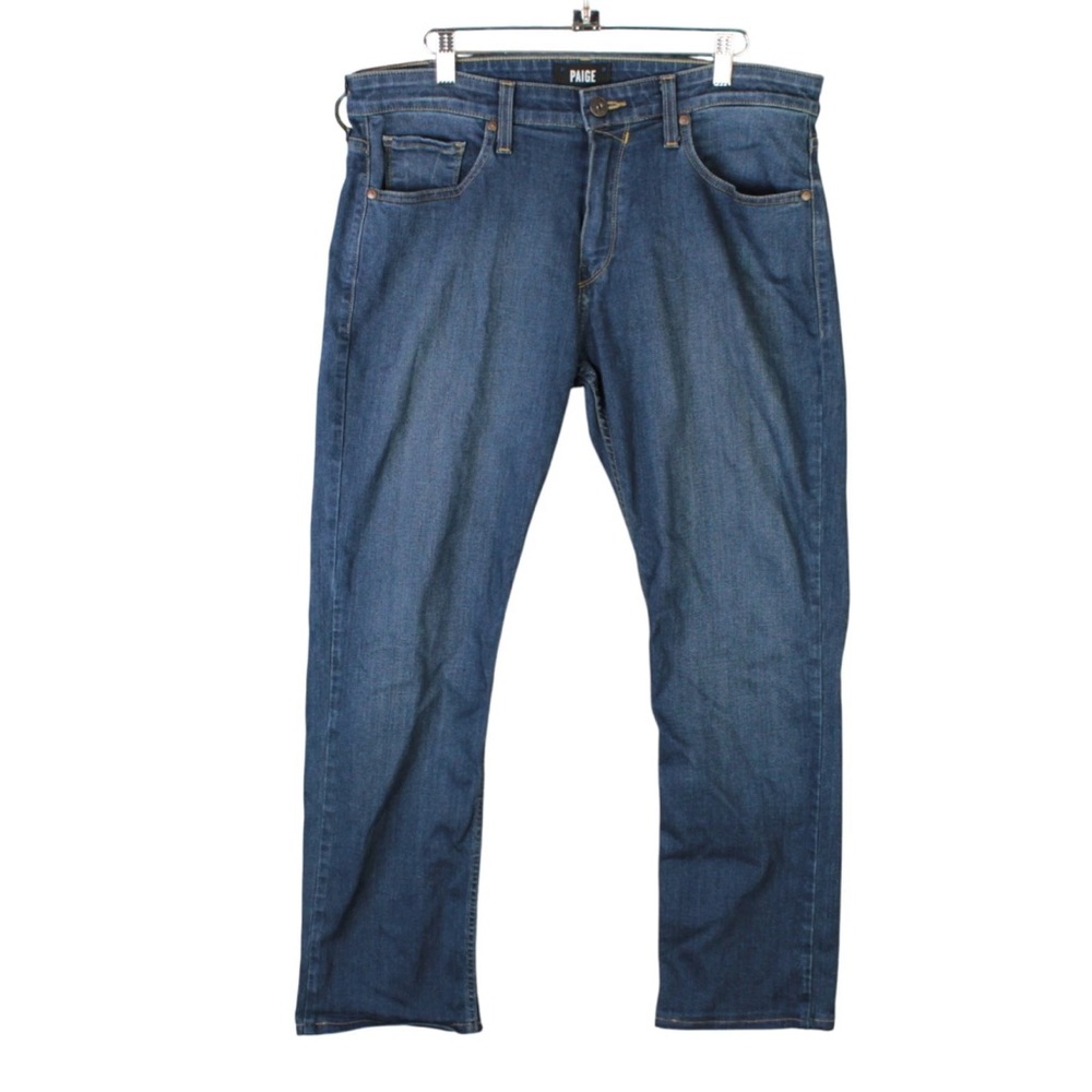 Paige Federal Jeans Slim Straight Leg Medium Wash Denim Mens Size 34 Blue